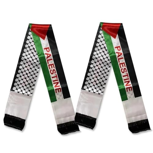 EHOTER Palästina Flaggenschal, 2 stück Oppelseitiger Schal Palästina Jerusalem Arabischer Satinschal für Männer Frauen Hochzeit Urlaub Geschenke von EHOTER