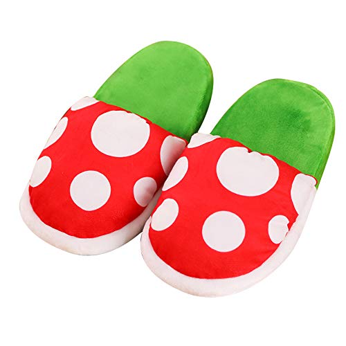 EHOTER Pflanzen Plüsch Hausschuhe für Zuhause Kannibale Blume Form Cosplay Schuhe Dot Pattern Hausschuhe Loafers mit Pfeife Topfhalter für Erwachsene und Jugendliche Hausschuhe als Geschenk von EHOTER