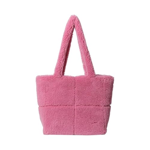 EHOTER Plüsch Tasche Flauschige Handtasche Lammwolle Umhängetasche Damen Groß Teddyfell Winter Große Cordtaschen Puffy Tote Bag Puffer shopper Schultertasche Y2K Tasche Mädchen Frauen Geschenk (Rosa) von EHOTER