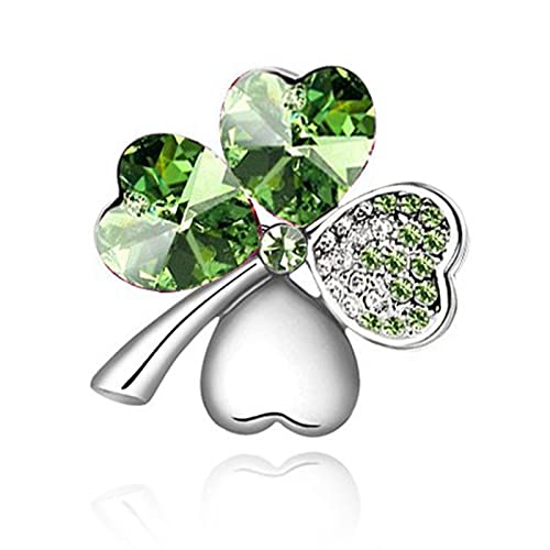EHOTER St. Patrick's Day Kleeblatt-Brosche mit Strasssteinen, vierblättriges Kleeblatt, Irland, irische Anstecknadeln, Glücksbringer für Männer und Frauen, Kleidung, Taschen, Rucksack, Hut, von EHOTER