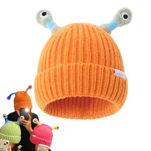 EHOTER Winter Parent-Child Cute Glowing Little Monster Knit Hat Leuchtend Monster Strickmütze Wintermütze Atmungsaktiv Warm Sportmütze Weich Lustig Beanie Mütze (Einheitsgröße,3) von EHOTER