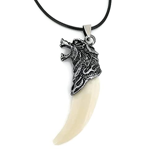 EHOTER Wolfszahn Halsanhänger mit Halskette, hochwertiger Halsschmuck, glänzend, Schmuck neuestes Modell, Zahn, Wolf für Damen und Herren, Kinder und Fans Geschenk von EHOTER