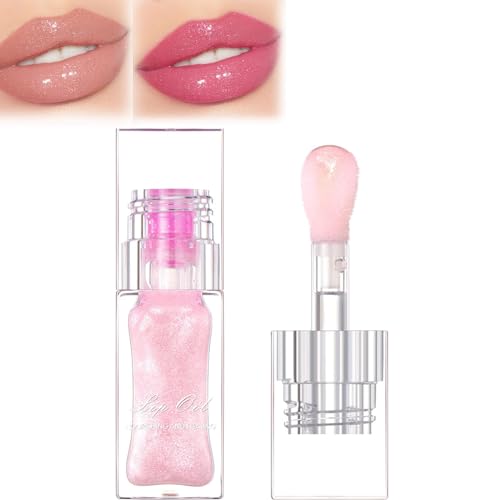 Farbwechselnd Lippenöl Glänzend Lipgloss Lippenstift Pink Lip Gloss Color Change Liquid Lipstick Moisturizing Jelly Lip Gloss Glitter Tint Lip Frauen Damen Mädchen Geschenk (1) von EHOTER