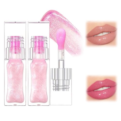 Farbwechselnd Lippenöl Glänzend Lipgloss Lippenstift Pink Lip Gloss Color Change Liquid Lipstick Moisturizing Jelly Lip Gloss Glitter Tint Lip Frauen Damen Mädchen Geschenk (2) von EHOTER