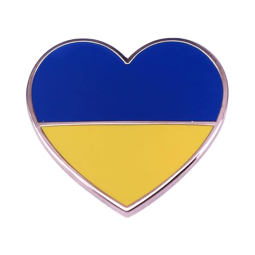 Flagge der Ukraine Herzform Abzeichen Flagge der Ukraine Herz Revers Krawattennadel Brosche Abzeichen Niedlich Lustige Liebesform Zubehör Metall Knopf Abzeichen Dekorative Button Brosche von EHOTER