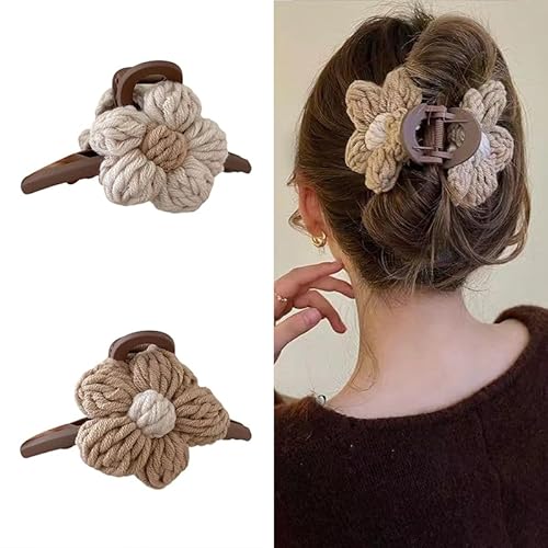 Flauschige Haarklammern, flauschige Blumen-Haarspangen für Damen und Mädchen, Cartoon-Tier-Klauenclips für dickes Haar, starker Halt, rutschfeste Haarspangen für Mädchen (2 Blumen) von EHOTER