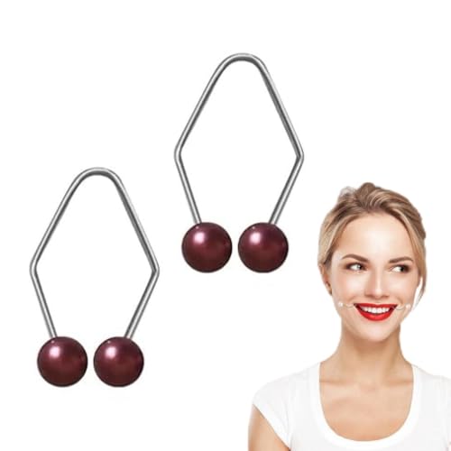 Grübchen Macher Natürlich Grübchen Macher Wangen Dimple Maker Face Grübchen Perlen Grübchen Trainer Smile Gesichtstrainer Smile Makers für Damen Mädchen Lächeln Geschenk (Weinrot) von EHOTER