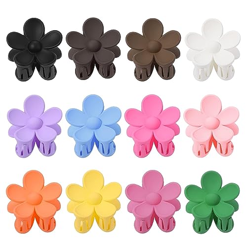 Kleine Blumen Haarspangen 12 Stück für Damen Matt Rutschfest Haarspangen Mini Haarklammern für Dünnes Mitteldickes Haar Starke Feste Haarspangen Haar Accessoires Zufällige Farbe von EHOTER