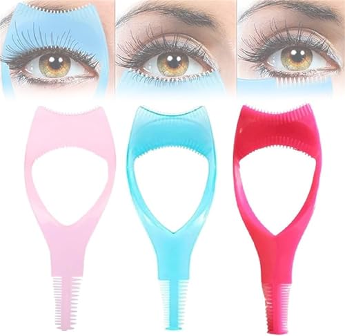 Mascara Shield Applicator Guard 3 in 1 Wimpern Werkzeuge Augen Make Up Eyelid Shield Wimpern Schablone Bürsten Wimperntusche Guide Kamm Tool für Damen Mädchen Anfänger (Bunt*3) von EHOTER