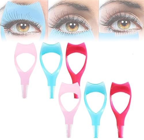 Mascara Shield Applicator Guard 3 in 1 Wimpern Werkzeuge Augen Make Up Eyelid Shield Wimpern Schablone Bürsten Wimperntusche Guide Kamm Tool für Damen Mädchen Anfänger (Bunt*6) von EHOTER