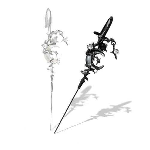 Myth of the Moon Ohrhaken Nadel Piercing Ohrring, 2024 Neuheit Stern Mond Ohrwickel Crawler Haken Ohrringe, Kreative Stern Mond Ohrringe, Geschenke Beste Freundin, Kunststoff von EHOTER
