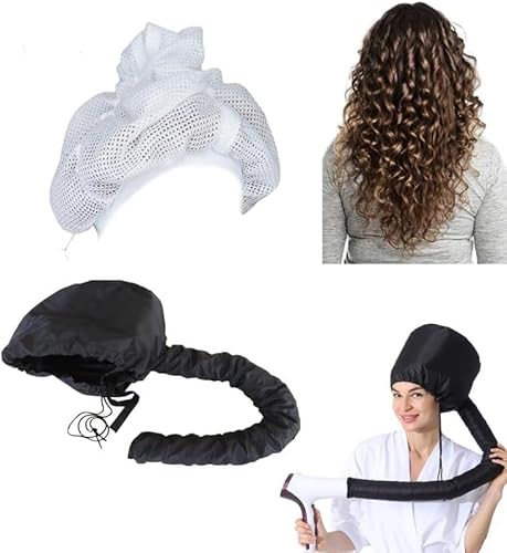 Netz Plopping Kappe zum Trocknen von lockigem Haar Net Plopping Cap Bonnet Verstellbare Haartrockenhauben Netzhaube Haarnetz mit Kordelzug Netzkappe Damen Frauen Mädchen Geschenk (B) von EHOTER