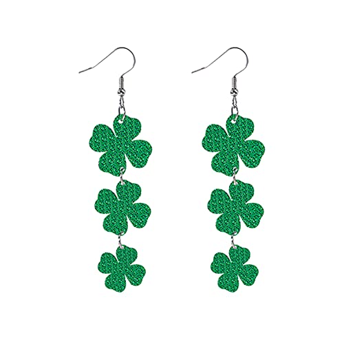 St. Patrick's Day grüne Kleeblatt-Ohrringe, irisches Kleeblatt, Acryl, baumelnde Ohrringe, grünes Kleeblatt, Ohrringe für Frauen und Mädchen, Schmuck, grünes Kleeblatt, Geschenk, Kunststoff von EHOTER