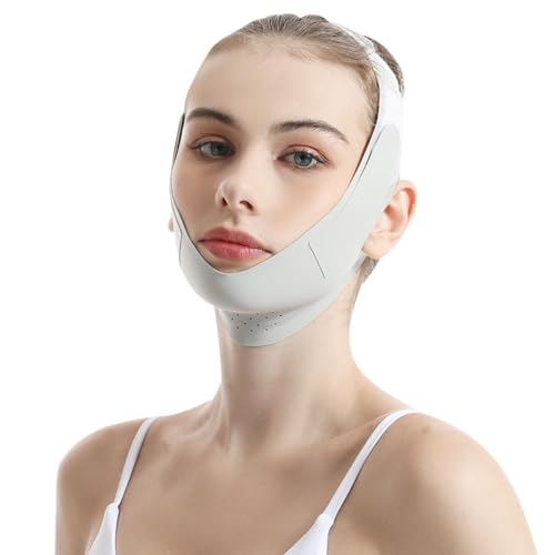 V Gesichtsmasken Wiederverwendbare V-Linienmask Gesichts-Schlankheitsgurt Atmungsaktiv Gesichtslifting-Gürtel Gegen Doppelkinns Nackenstützbandage Halsmaske für Frauen Männer (A) von EHOTER