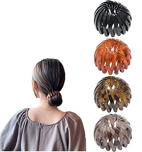 Vogelnest Haarspange 4 Stück Vintage Vogelnest Haarklammern Haarband Erweiterbarer Große Haarclips Haargreifer Haarschmuck Accessoire Pferdeschwanz Halter Haargummis für Damen Mädchen (C) von EHOTER