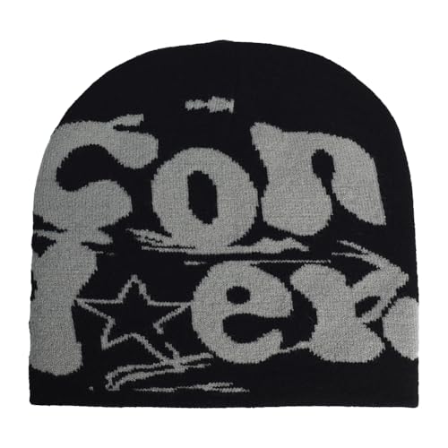 Y2k Slouch Beanie Unisex Mütze Cap Winter Knit Skater Hip Hop Strickmützen Baumwolle Lustig Spider Hut für Herren Damen Teenager Outdoor Bekleidung Accessoires Geschenk (N,Einheitsgröße) von EHOTER