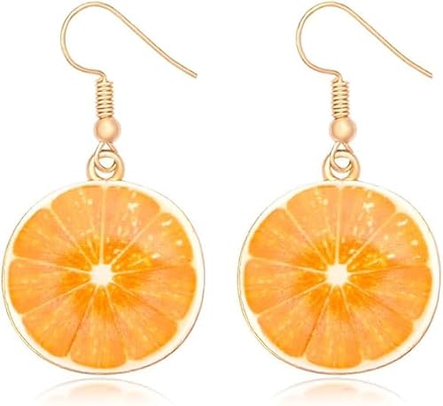 EHOTER Zitronen Obst Ohrringe Früchte Tropfen Orangenscheibe Acryl Baumeln Ohrringe Kreative Niedliche Anhänger Schmuck für Damen Frauen Mädchen Sommer Strand Alltag Hochzeit Geschenk (A) von EHOTER