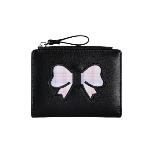 EHZBRCN Elegante Kurze PU Brieftasche Mit Modischen Bögen Und Multi Funktionsschlitz Fenstermünze Für Frauen Und Mädchen Niedliche Bögen Design Brieftasche von EHZBRCN