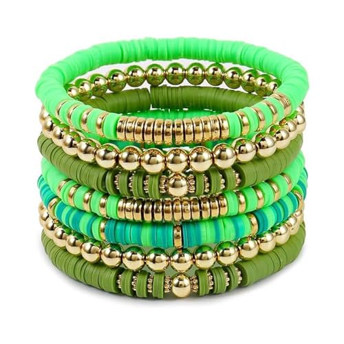 EHZBRCN Mode Buntes Perlenarmband Elastisches Armband Weiche Tonstapelarmband Für Freizeit Und Partykleidung Geeignet von EHZBRCN