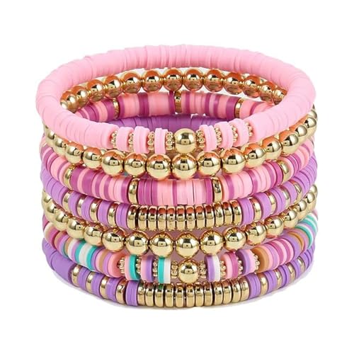 EHZBRCN Mode Buntes Perlenarmband Elastisches Armband Weiche Tonstapelarmband Für Freizeit Und Partykleidung Geeignet von EHZBRCN