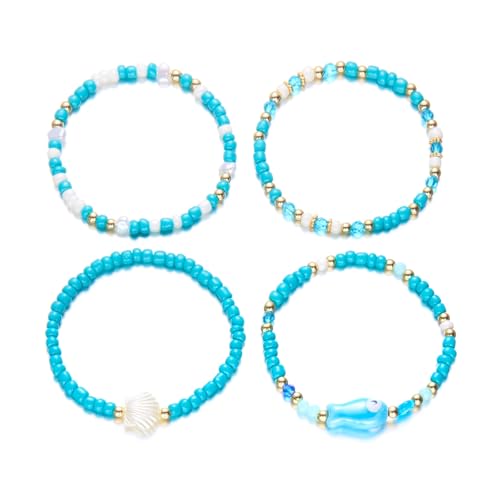 EHZBRCN Strandmotiven Dehnbare Armbänder Keramikfischschalenperlen Handgefertigtes Schmuck Stapelbar Heiße Geschenke Für Frauen von EHZBRCN