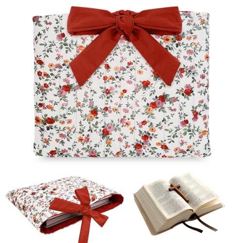 Bibelhülle für Damen, große Bibel-Tragetasche für Damen, Organizer, gesteppte Bibel-Tragetasche (rote Blumen) von EHZYP