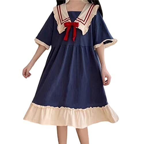 EIASER Niedlicher Lolita-Kleiderrock Neue Sommerpyjamas Damen Kurzarm Schönes Mädchen Sweet Bow Princess Style Nachthemd (Color : Nightdress, Size : XXL) von EIASER