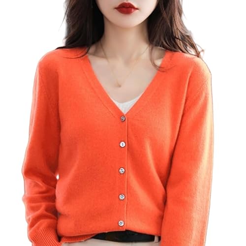 LIUYUYOUGO Strickjacke Damen Grobstrick,Damen Strickjacken Lässig Kurz Einfarbig V-Ausschnitt Knopf Vorne Offen Pullover Strickjacke Herbst Winter Klassisch Basic Langarm Strick Oberbekleidung Mant von LIUYUYOUGO