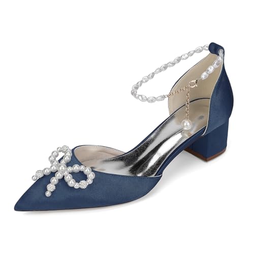 EICOFF Blockabsatz Damen Hochzeitsschuhe Spitze Zehen Satin Perlen Knöchelriemen Pumps Braut Kleid Partei Abschlussball Sommerschuhe,Dark Blue,35 EU EICOFF Blockabsatz Damen Hochzeitsschuhe Spitze Zehen Satin Perlen Knöchelriemen Pumps Braut Kleid Partei Abschlussball Sommerschuhe,Dark Blue,35 EU von EICOFF