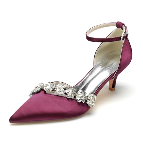 EICOFF Brautschuhe Damen Riemchen Pumps mit Mittlerer Absatz Strass Kitten High Heels Spitze Zehen Knöchelriemen Hochzeit Arbeitschuhe,Burgundy,40 EU EICOFF Brautschuhe Damen Riemchen Pumps mit Mittlerer Absatz Strass Kitten High Heels Spitze Zehen Knöchelriemen Hochzeit Arbeitschuhe,Burgundy,40 EU von EICOFF