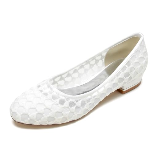 EICOFF Brautschuhe Flach Damen Niedriger Absatz Pumps Spitze Satin Runde Zehen Wohnung Ballerinas Slip Auf Partei Kleid Hochzeit Arbeitschuhe,Weiß,42 EU EICOFF Brautschuhe Flach Damen Niedriger Absatz Pumps Spitze Satin Runde Zehen Wohnung Ballerinas Slip Auf Partei Kleid Hochzeit Arbeitschuhe,Weiß,42 EU von EICOFF