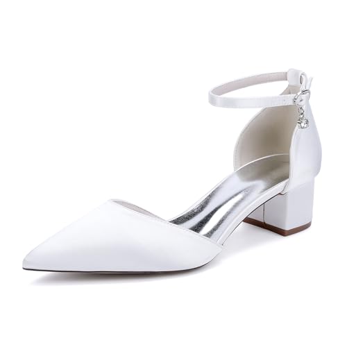EICOFF Brautschuhe Frauen Blockabsatz Damen Pumps Geschlossene Zehen Satin Knöchelriemen Sandalen Abende Party Kleid Abschlussball Schuhe,Weiß,40 EU EICOFF Brautschuhe Frauen Blockabsatz Damen Pumps Geschlossene Zehen Satin Knöchelriemen Sandalen Abende Party Kleid Abschlussball Schuhe,Weiß,40 EU von EICOFF