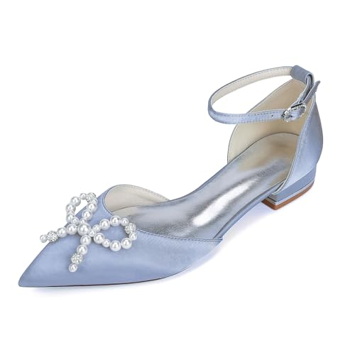 EICOFF Bridal Pearl Decorated Flat Sandals with Ankle Strap and Pointed Toe for Women Wedding Dress Party Events,Silber,37 EU EICOFF Bridal Pearl Decorated Flat Sandals with Ankle Strap and Pointed Toe for Women Wedding Dress Party Events,Silber,37 EU von EICOFF