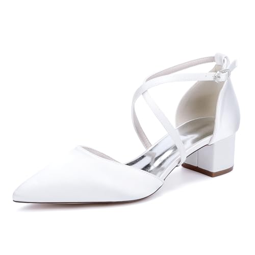 EICOFF Damen Blockabsatz Satin Pumps Geschlossene Zehen Hochzeitsschuhe Kreuz Knöchelriemen Kleid Schuhe Brautjungfern Abende Party Gastschuhe,Weiß,35 EU EICOFF Damen Blockabsatz Satin Pumps Geschlossene Zehen Hochzeitsschuhe Kreuz Knöchelriemen Kleid Schuhe Brautjungfern Abende Party Gastschuhe,Weiß,35 EU von EICOFF