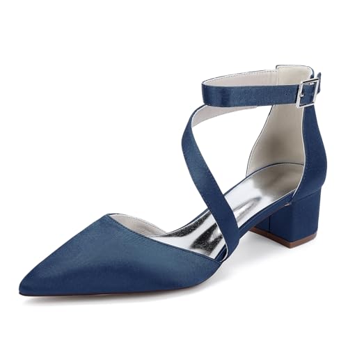 EICOFF Damen Blockabsatz Spitze Zehen Abend Kleid Schuhe Niedrige Mittelabsatz Satin Knöchelriemen Pumps Verstellbare Schnalle Braut Hochzeitsschuhe,Dark Blue,36 EU EICOFF Damen Blockabsatz Spitze Zehen Abend Kleid Schuhe Niedrige Mittelabsatz Satin Knöchelriemen Pumps Verstellbare Schnalle Braut Hochzeitsschuhe,Dark Blue,36 EU von EICOFF