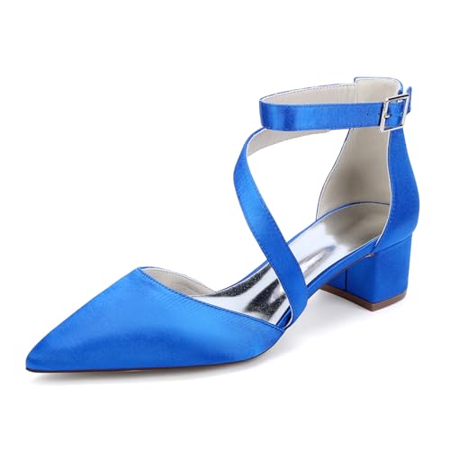 EICOFF Damen Blockabsatz Spitze Zehen Abend Kleid Schuhe Niedrige Mittelabsatz Satin Knöchelriemen Pumps Verstellbare Schnalle Braut Hochzeitsschuhe,Royal Blue,42 EU EICOFF Damen Blockabsatz Spitze Zehen Abend Kleid Schuhe Niedrige Mittelabsatz Satin Knöchelriemen Pumps Verstellbare Schnalle Braut Hochzeitsschuhe,Royal Blue,42 EU von EICOFF