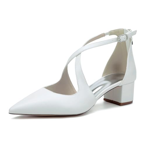 EICOFF Damen Hochzeit Pumps mit Blockabsatz Geschlossene Zehen Kreuz Knöchelriemen Brautschuhe Verstellbare Schnalle Abschlussball Partyschuhe,Weiß,43 EU EICOFF Damen Hochzeit Pumps mit Blockabsatz Geschlossene Zehen Kreuz Knöchelriemen Brautschuhe Verstellbare Schnalle Abschlussball Partyschuhe,Weiß,43 EU von EICOFF