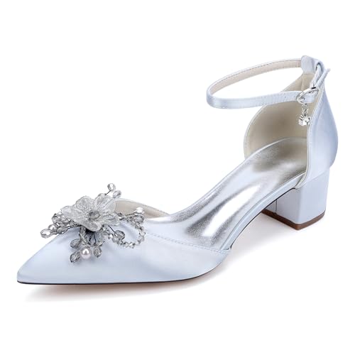 EICOFF Damen Hochzeitsschuhe Blockabsatz Satin Brautschuhe Spitze Perle Blume Pumps Geschlossene Zehen Knöchelriemen Abend Prom Party Schuhe,Silber,41 EU EICOFF Damen Hochzeitsschuhe Blockabsatz Satin Brautschuhe Spitze Perle Blume Pumps Geschlossene Zehen Knöchelriemen Abend Prom Party Schuhe,Silber,41 EU von EICOFF