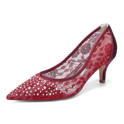 EICOFF Damen Kitten Heel Pumps Niedrige Mittlere Ferse Spitze Zehen Strasssteine Slip on Braut Hochzeit Sandalen Abend Arbeitschuhe,Burgundy,38 EU EICOFF Damen Kitten Heel Pumps Niedrige Mittlere Ferse Spitze Zehen Strasssteine Slip on Braut Hochzeit Sandalen Abend Arbeitschuhe,Burgundy,38 EU von EICOFF