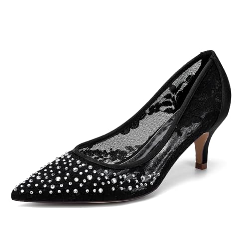 EICOFF Damen Kitten Heel Pumps Niedrige Mittlere Ferse Spitze Zehen Strasssteine Slip on Braut Hochzeit Sandalen Abend Arbeitschuhe,Schwarz,38 EU EICOFF Damen Kitten Heel Pumps Niedrige Mittlere Ferse Spitze Zehen Strasssteine Slip on Braut Hochzeit Sandalen Abend Arbeitschuhe,Schwarz,38 EU von EICOFF