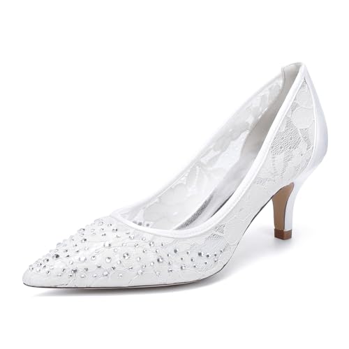 EICOFF Damen Kitten Heel Pumps Niedrige Mittlere Ferse Spitze Zehen Strasssteine Slip on Braut Hochzeit Sandalen Abend Arbeitschuhe,Weiß,41 EU EICOFF Damen Kitten Heel Pumps Niedrige Mittlere Ferse Spitze Zehen Strasssteine Slip on Braut Hochzeit Sandalen Abend Arbeitschuhe,Weiß,41 EU von EICOFF