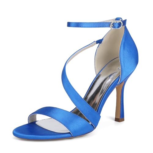 EICOFF Damen Offene Zehe High Heel Sandalen Satin Knöchelriemen Verstellbare Schnalle Kleid Pumps Stiletto Abend Party Ballschuhe,Royal Blue,41 EU EICOFF Damen Offene Zehe High Heel Sandalen Satin Knöchelriemen Verstellbare Schnalle Kleid Pumps Stiletto Abend Party Ballschuhe,Royal Blue,41 EU von EICOFF