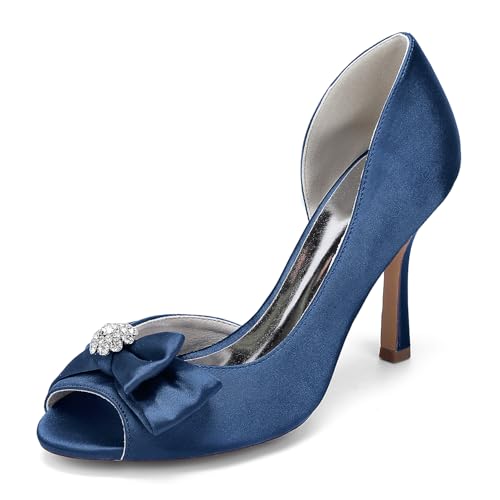 EICOFF Damen Slip-on Pumps mit Stiletto und Offene Zehen Frauen Hoher Absatz Hochzeit Arbeitschuhe Strass Schleifen Partei Abschlussball Schuhe,Dark Blue,43 EU EICOFF Damen Slip-on Pumps mit Stiletto und Offene Zehen Frauen Hoher Absatz Hochzeit Arbeitschuhe Strass Schleifen Partei Abschlussball Schuhe,Dark Blue,43 EU von EICOFF
