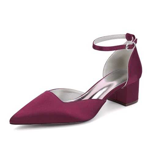 EICOFF Damen Spitze Zehen Satin Dress Schuhe Niedrige Wildleder Blockabsatz Pumps Knöchelriemen High Heels Hochzeit Braut Kleid Partyschuhe,Burgundy,40 EU EICOFF Damen Spitze Zehen Satin Dress Schuhe Niedrige Wildleder Blockabsatz Pumps Knöchelriemen High Heels Hochzeit Braut Kleid Partyschuhe,Burgundy,40 EU von EICOFF