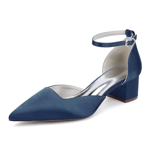 EICOFF Damen Spitze Zehen Satin Dress Schuhe Niedrige Wildleder Blockabsatz Pumps Knöchelriemen High Heels Hochzeit Braut Kleid Partyschuhe,Dark Blue,36 EU EICOFF Damen Spitze Zehen Satin Dress Schuhe Niedrige Wildleder Blockabsatz Pumps Knöchelriemen High Heels Hochzeit Braut Kleid Partyschuhe,Dark Blue,36 EU von EICOFF