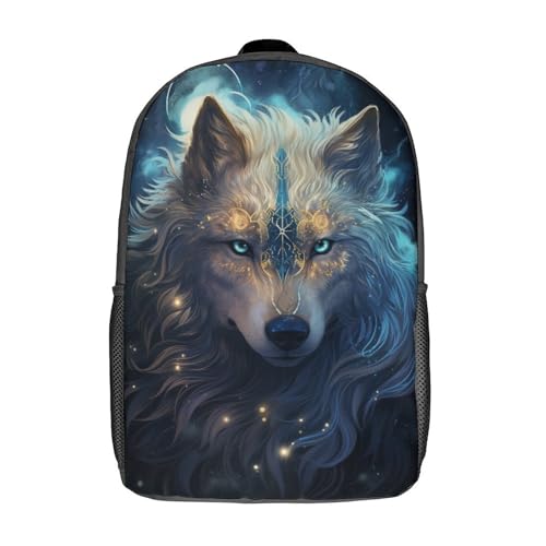 EICOFF Fierce Wolf Schulrucksack Für Mädchen Und Jungen Wasserdichter Kinderrucksack Für Schule, Klasse Und Freizeit, Mit Mehreren Fächern, Geschenk Für Kinder Und Teenager 17inch von EICOFF