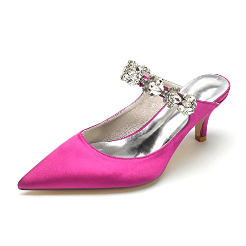 EICOFF Hochzeit Schuhe mit Absatz Pumps Damen High Heels Brautschuhe Pointed Toe Strass Slip Auf Kleid Partei Arbeit Sandalen,Rose,39 EU von EICOFF