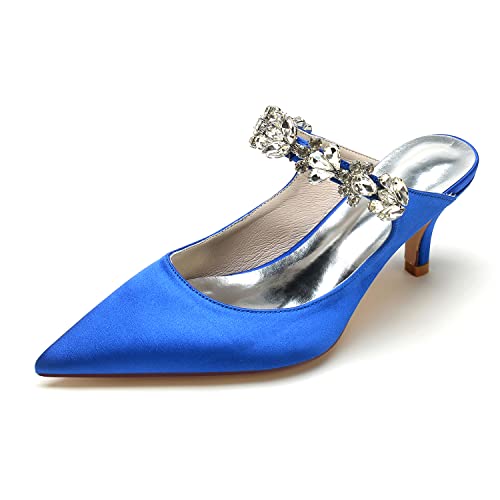 EICOFF Hochzeit Schuhe mit Absatz Pumps Damen High Heels Brautschuhe Pointed Toe Strass Slip Auf Kleid Partei Arbeit Sandalen,Royal Blue,37 EU von EICOFF