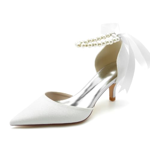 EICOFF Hochzeitsschuhe Damen Perlen Weiß Pumps Kitten Heels Low Heel Braut High Heels Spitze Zehen Knöchelriemen Absatz Party Kleid Abendschuhe,Weiß,42 EU EICOFF Hochzeitsschuhe Damen Perlen Weiß Pumps Kitten Heels Low Heel Braut High Heels Spitze Zehen Knöchelriemen Absatz Party Kleid Abendschuhe,Weiß,42 EU von EICOFF