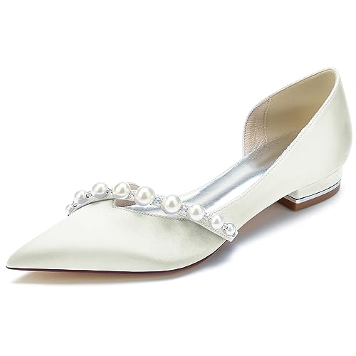 EICOFF Hochzeitsschuhe Flach Perle Pointed Toe Bridal Niedriger Absatz,Elfenbein,41 EU EICOFF Hochzeitsschuhe Flach Perle Pointed Toe Bridal Niedriger Absatz,Elfenbein,41 EU von EICOFF
